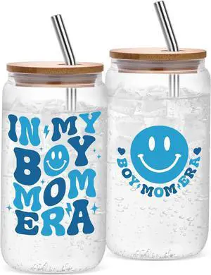 Boy Mom Gifts for New Mom, Baby Shower First Mothers Day Birthday & Christmas Gift for Pregnant Expecting New Mama, First Time Moms To Be - In My Boy Mom Era Glass Tumbler with Straw Boy Mom Gifts for New Mom, Baby Shower First Mothers Day Birthday & Christmas Gift for Pregnant Expecting New Mama, First Time Moms To Be - In My Boy Mom Era Glass Tumbler with Straw