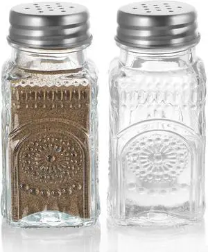 MDLUU Small Clear Glass Salt and Pepper Shakers Set, Spice Dispensers with Stainless Steel Lids for Kitchen, Dining Table, 2 Pcs (Sunflower) MDLUU Small Clear Glass Salt and Pepper Shakers Set, Spice Dispensers with Stainless Steel Lids for Kitchen, Dining Table, 2 Pcs (Sunflower)