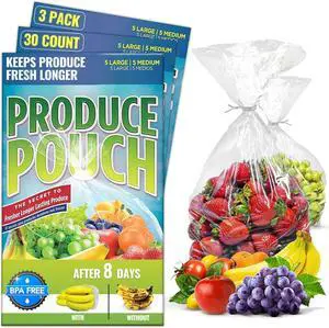 30-Pack (15M, 15L) Reusable Produce Bags for Refrigerator with Twist-Ties | Extend Shelf Life, Keeps Fruits, Vegetables & Herbs Fresh Longer, Reusable Vegetable Bags 30-Pack (15M, 15L) Reusable Produce Bags for Refrigerator with Twist-Ties | Extend Shelf Life, Keeps Fruits, Vegetables & Herbs Fresh Longer, Reusable Vegetable Bags