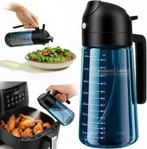 16oz Olive Oil Spray Bottle & Oil Sprayer for Cooking, 2 in 1 | Precise Oil Mister, Measurement Scale, Light-Blocking Glass, Air Fryer, Kitchen Gadgets, Salad, BBQ, 1-Pack, Blue Black 16oz Olive Oil Spray Bottle & Oil Sprayer for Cooking, 2 in 1 | Precise Oil Mister, Measurement Scale, Light-Blocking Glass, Air Fryer, Kitchen Gadgets, Salad, BBQ, 1-Pack, Blue Black