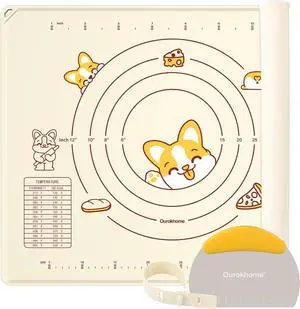 Ourokhome Silicone Baking Mat Sheet and Pastry Dough Cutter, 0.5 Inch Thick 20'' X 16" BPA free Silicone Rolling Mat, Non-Stick and Anti-Slip, Dishwasher Safe (Beige) Ourokhome Silicone Baking Mat Sheet and Pastry Dough Cutter, 0.5 Inch Thick 20'' X 16" BPA free Silicone Rolling Mat, Non-Stick and Anti-Slip, Dishwasher Safe (Beige)