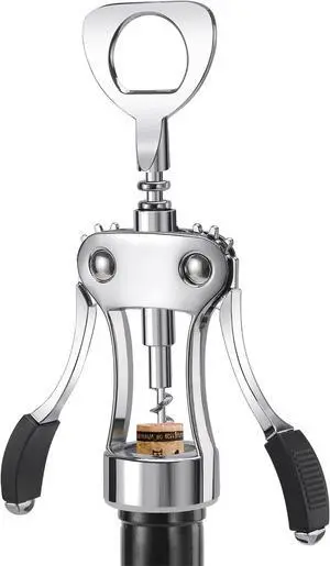 KORCCI Wine Opener, Heavy-Duty Zinc Alloy Wing Corkscrew, Premium Beer Bottle Opener, Multifunctional Wine Accessories with Ergonomic Handle and Sharp Screw, for Kitchen, Bar, Restaurant (SILVER) KORCCI Wine Opener, Heavy-Duty Zinc Alloy Wing Corkscrew, Premium Beer Bottle Opener, Multifunctional Wine Accessories with Ergonomic Handle and Sharp Screw, for Kitchen, Bar, Restaurant (SILVER)