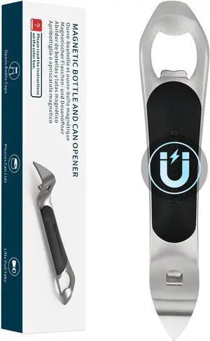KITCHENDAO 3 in 1 Magnetic Bottle and Can Opener for Refrigerator, Stainless Steel Manual Can Punch Opener with Soft-Touch Handle, Fridge Magnet Design for Easy Storage, Multi-purpose Church Key KITCHENDAO 3 in 1 Magnetic Bottle and Can Opener for Refrigerator, Stainless Steel Manual Can Punch Opener with Soft-Touch Handle, Fridge Magnet Design for Easy Storage, Multi-purpose Church Key
