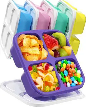 Canfanni 5 Pack Bento Snack Containers, 4 Compartment BPA-free Plastic Food Storage Containers, Divided Lunchable Container, Bento Lunch Box for Work and Travel Canfanni 5 Pack Bento Snack Containers, 4 Compartment BPA-free Plastic Food Storage Containers, Divided Lunchable Container, Bento Lunch Box for Work and Travel