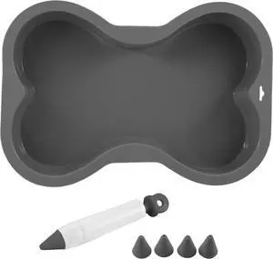 HINMAY Silicone Dog Bone Cake Pan with Decorating Pen (Black, 10") | Bone Shape Cake Mold HINMAY Silicone Dog Bone Cake Pan with Decorating Pen (Black, 10") | Bone Shape Cake Mold