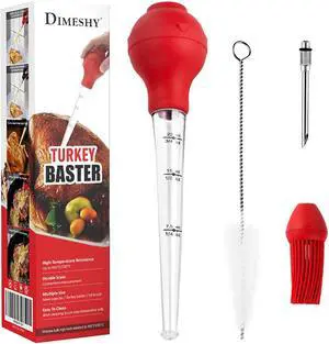 DIMESHY Turkey Baster Food Grade for Cooking & Basting, Detachable Round Bulb, Baster Cooking Good for Meat Poultry Beef Chicken, with Cleaning brush, inject needle, Basting brush(red) DIMESHY Turkey Baster Food Grade for Cooking & Basting, Detachable Round Bulb, Baster Cooking Good for Meat Poultry Beef Chicken, with Cleaning brush, inject needle, Basting brush(red)