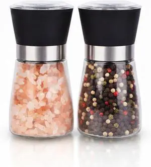 Salt and Pepper Grinder Set, 5.1 oz Refillable Glass Salt and Pepper Mills with Adjustable Ceramic Grinder, Manual Spice Grinder for Kitchen, Cooking and Dining Table (2.5" 5.1") Salt and Pepper Grinder Set, 5.1 oz Refillable Glass Salt and Pepper Mills with Adjustable Ceramic Grinder, Manual Spice Grinder for Kitchen, Cooking and Dining Table (2.5" 5.1")