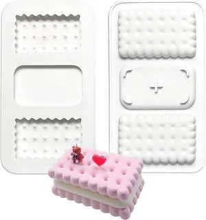 Silicone Cookie Biscuit Mold for Ice Cream Sandwich Cake | 3-Cavity Design, 17.3 x 9.6 cm, Wavy Edge Detail, Baking & Freezing Use, Easy Demolding Silicone Cookie Biscuit Mold for Ice Cream Sandwich Cake | 3-Cavity Design, 17.3 x 9.6 cm, Wavy Edge Detail, Baking & Freezing Use, Easy Demolding