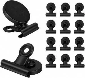 12 Pack Heavy Duty Magnetic Clips for Refrigerator and Whiteboard, Strong Fridge Magnets for Office, School, Locker, Home, and Teaching (Black) 12 Pack Heavy Duty Magnetic Clips for Refrigerator and Whiteboard, Strong Fridge Magnets for Office, School, Locker, Home, and Teaching (Black)