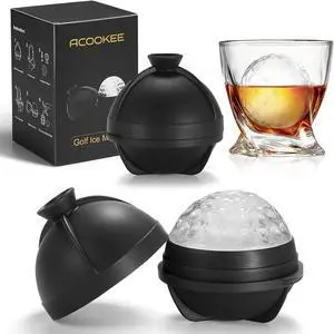 ACOOKEE Novelty Golf Ball Ice Maker Mold Set of 2, Funny Golf Gifts for Men Golfers, 2.5" Large Sphere Round Ice Cube Molds for Whiskey, Bourbon, Cocktails ACOOKEE Novelty Golf Ball Ice Maker Mold Set of 2, Funny Golf Gifts for Men Golfers, 2.5" Large Sphere Round Ice Cube Molds for Whiskey, Bourbon, Cocktails