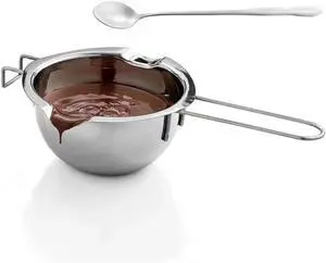 Double Boiler Pot SUS304 Stainless Steel Melting Bowl, 400ML/13oz for Chocolate Candy Cheese Butter Wax Soap Making, with 8inch Long Handle Spoon Double Boiler Pot SUS304 Stainless Steel Melting Bowl, 400ML/13oz for Chocolate Candy Cheese Butter Wax Soap Making, with 8inch Long Handle Spoon