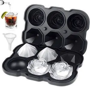 Silicone Ice Cube Tray with Lids, 2" Large Rose Ice Ball | 6 Easy release ice molds, for whiskey cocktails,homemade Juice, chocolate, soap, candle, dishwasher safe reusable Silicone Ice Cube Tray with Lids, 2" Large Rose Ice Ball | 6 Easy release ice molds, for whiskey cocktails,homemade Juice, chocolate, soap, candle, dishwasher safe reusable