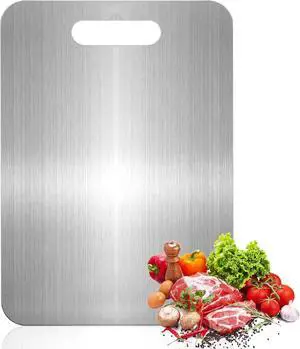 Titanium Cutting Boards for Kitchen, Food Grade 304 Stainless Steel Cutting Board Set for Meat Fruit and Vegetable (13.4 * 9 Inch) Titanium Cutting Boards for Kitchen, Food Grade 304 Stainless Steel Cutting Board Set for Meat Fruit and Vegetable (13.4 * 9 Inch)