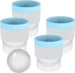 DAPOWER Ice Ball Maker Mold - Set of 4, Round Ice Cube Mold, 2.4 Inch Sphere Ice Cubes for Whiskey, Cocktails, Bourbon (4, Blue) DAPOWER Ice Ball Maker Mold - Set of 4, Round Ice Cube Mold, 2.4 Inch Sphere Ice Cubes for Whiskey, Cocktails, Bourbon (4, Blue)