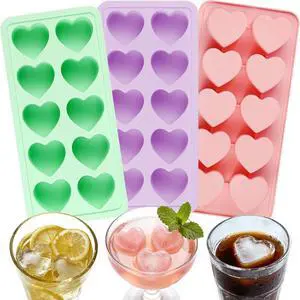 Heart Ice Cube Molds, 3Pack Deep Thick Silicone Heart Ice Cube Trays | 30-Cavity Heart Ice Mold for Cocktails, Whiskey, Coffee, Drinks, Handmade Candy Chocolate, Wedding Party Valentines DIY Gifts Heart Ice Cube Molds, 3Pack Deep Thick Silicone Heart Ice Cube Trays | 30-Cavity Heart Ice Mold for Cocktails, Whiskey, Coffee, Drinks, Handmade Candy Chocolate, Wedding Party Valentines DIY Gifts