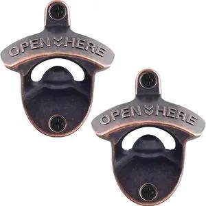 Vintage Copper Bottle Cap Opener Wall Mount, Retro Beer Bottle Opener with Screws for Homes Kitchen (Pack of 2) Vintage Copper Bottle Cap Opener Wall Mount, Retro Beer Bottle Opener with Screws for Homes Kitchen (Pack of 2)