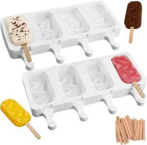 Sakolla 2 Pack 4 Cavities Diamond Shape Silicone Popsicle Molds | Food Grade Silicone, Easy to Use, Oval Homemade Ice Cream Molds for Ice Pop, Cakesicles, Cake Pop Sakolla 2 Pack 4 Cavities Diamond Shape Silicone Popsicle Molds | Food Grade Silicone, Easy to Use, Oval Homemade Ice Cream Molds for Ice Pop, Cakesicles, Cake Pop