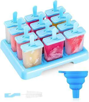 ANSMIO Popsicle Molds, 12 Reusable Ice Pop Molds with Stand, Collapsible Funnel and Cleaning Brush, BPA-Free Popsicle Maker for Homemade Fruit Pops, Yogurt Pops and Frozen Snacks ANSMIO Popsicle Molds, 12 Reusable Ice Pop Molds with Stand, Collapsible Funnel and Cleaning Brush, BPA-Free Popsicle Maker for Homemade Fruit Pops, Yogurt Pops and Frozen Snacks
