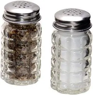 Retro Style Salt and Pepper Shakers with Stainless Tops (2) Retro Style Salt and Pepper Shakers with Stainless Tops (2)