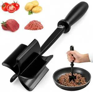Meat Masher, Ground Beef Masher with 5 Curve Blades & Non-Slip Handle | Upgrade Heat Resistant Hamburger Smasher Tool for Hamburger & Potatoes, Non Stick Mix Ground Meat Chopper(Black) Meat Masher, Ground Beef Masher with 5 Curve Blades & Non-Slip Handle | Upgrade Heat Resistant Hamburger Smasher Tool for Hamburger & Potatoes, Non Stick Mix Ground Meat Chopper(Black)