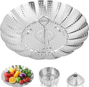 Steamer Basket for Cooking Premium 304 Stainless Steel Steamer Basket, 3rd Gen Folding Expandable Steamers, Suitable for Cookware Pot, Fit for Fish Vegetables Pasta Eggs (Small (5.5 to 9.05)) Steamer Basket for Cooking Premium 304 Stainless Steel Steamer Basket, 3rd Gen Folding Expandable Steamers, Suitable for Cookware Pot, Fit for Fish Vegetables Pasta Eggs (Small (5.5 to 9.05))