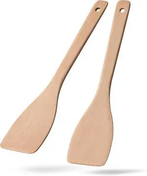 Wooden Spatulas for Cooking, 2 Pack, 13 Inch, Uncoated Beech Wood | Thin flat edges help flip, stir and scrape; long handles provide comfortable reach and stay gentle on nonstick cookware. Wooden Spatulas for Cooking, 2 Pack, 13 Inch, Uncoated Beech Wood | Thin flat edges help flip, stir and scrape; long handles provide comfortable reach and stay gentle on nonstick cookware.