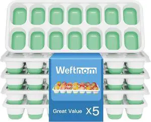 Ice Cube Trays with Lids for Freezer, 5 Pack Silicone Set, 70 Cubes | Easy-release silicone, stackable removable lids, BPA-free & dishwasher safe; for coffee, whiskey,cocktails, juice & baby food Ice Cube Trays with Lids for Freezer, 5 Pack Silicone Set, 70 Cubes | Easy-release silicone, stackable removable lids, BPA-free & dishwasher safe; for coffee, whiskey,cocktails, juice & baby food