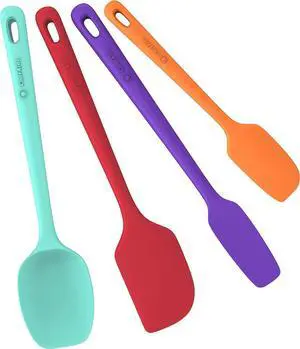 ChefAide 4 Pieces Silicone Spatula Set, Food Grade Rubber Spatula, Upgrade Strong Handle with Ergonomic Grip, Heat Resistant for Nonstick Cookware, Cooking ChefAide 4 Pieces Silicone Spatula Set, Food Grade Rubber Spatula, Upgrade Strong Handle with Ergonomic Grip, Heat Resistant for Nonstick Cookware, Cooking