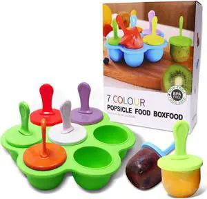Silicone Popsicle Molds 7-cavity DIY Ice Pop Mold with Colorful Sticks For egg biting ice cream molds storage containers non stick cake molds (Green) Silicone Popsicle Molds 7-cavity DIY Ice Pop Mold with Colorful Sticks For egg biting ice cream molds storage containers non stick cake molds (Green)