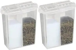 Home-X Mini Salt and Pepper Shakers - Dishwasher Safe, Clear Plastic Set of 2 Travel Shakers with Lids Home-X Mini Salt and Pepper Shakers - Dishwasher Safe, Clear Plastic Set of 2 Travel Shakers with Lids
