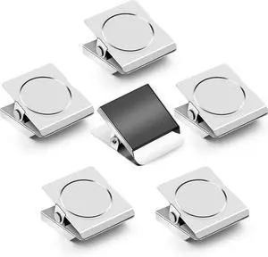 Grtard 6 Pack Magnetic Clips for Refrigerator, Silver Fridge Magnet Clips | 1.2 Inch Magnetic Clips Heavy Duty, Clip Magnets for Fridge, Strong Magnetic Clips for Cruise Cabins, Whiteboard, Locker Grtard 6 Pack Magnetic Clips for Refrigerator, Silver Fridge Magnet Clips | 1.2 Inch Magnetic Clips Heavy Duty, Clip Magnets for Fridge, Strong Magnetic Clips for Cruise Cabins, Whiteboard, Locker