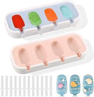 WMKGG Popsicle Silicone Molds for Kids, 2 PCS Ice Pop Molds | Classic Homemade Ice Cream Molds,1.2 oz Super Mini,Stackable, With Sticks and Lid WMKGG Popsicle Silicone Molds for Kids, 2 PCS Ice Pop Molds | Classic Homemade Ice Cream Molds,1.2 oz Super Mini,Stackable, With Sticks and Lid