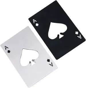Ace Of Spades Bottle Opener Credit Card Size Pocker Cap Opener Portable Stainless Steel Can Opener (2 Pack Black & Silver) Ace Of Spades Bottle Opener Credit Card Size Pocker Cap Opener Portable Stainless Steel Can Opener (2 Pack Black & Silver)