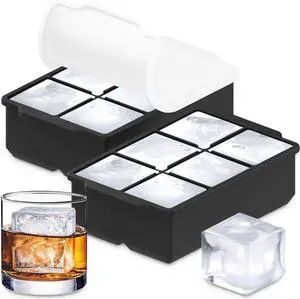 KitchFort® Large Silicone Ice Cube Tray (2-Pack) - 2" Big Ice Mold with Lid | Easy Release, Cocktail, Whiskey Ice Cubes Mold - Food Grade - Ice Cube Trays for Freezer - Stackable Silicone Ice Tray KitchFort® Large Silicone Ice Cube Tray (2-Pack) - 2" Big Ice Mold with Lid | Easy Release, Cocktail, Whiskey Ice Cubes Mold - Food Grade - Ice Cube Trays for Freezer - Stackable Silicone Ice Tray