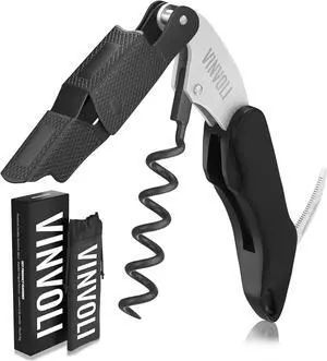 Vinvoli Professional Waiters Corkscrew - Multi-Functional 3-in-1 Cork Screw Bottle Opener - Wine Key With Wine Foil Cutter Vinvoli Professional Waiters Corkscrew - Multi-Functional 3-in-1 Cork Screw Bottle Opener - Wine Key With Wine Foil Cutter