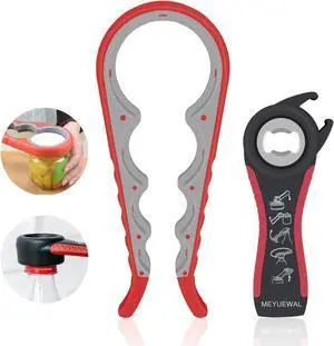 Jar Opener, 5 in 1 Multi Function Can Opener Bottle Opener Kit with Silicone Handle Easy to Use for Children, Elderly and Arthritis Sufferers (Apple Red Jar Opener, 5 in 1 Multi Function Can Opener Bottle Opener Kit with Silicone Handle Easy to Use for Children, Elderly and Arthritis Sufferers (Apple Red