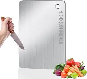 Titanium Cutting Board for Kitchen, Metal Non Stick Chopping Board | Upgrade Double Sided Food-Grade Titanium Board for Meat Cheese Vegetable 9.5*6 Inch Titanium Cutting Board for Kitchen, Metal Non Stick Chopping Board | Upgrade Double Sided Food-Grade Titanium Board for Meat Cheese Vegetable 9.5*6 Inch