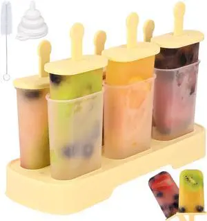WMKGG Popsicles Molds Set, 6 PCS Ice Pop Mold, Ice Cream Mould | with Sticks,Yellow,Popsicle Maker,Homemade WMKGG Popsicles Molds Set, 6 PCS Ice Pop Mold, Ice Cream Mould | with Sticks,Yellow,Popsicle Maker,Homemade