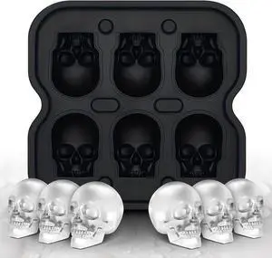 Skull Ice Cube Mold, 6-Cavity Silicone Skull Ice Tray | 3D Skull-Shaped Ice Molds for Cocktails, Bourbon and Whiskey. Easy Release and Dishwasher Safe. Skull Ice Cube Mold, 6-Cavity Silicone Skull Ice Tray | 3D Skull-Shaped Ice Molds for Cocktails, Bourbon and Whiskey. Easy Release and Dishwasher Safe.
