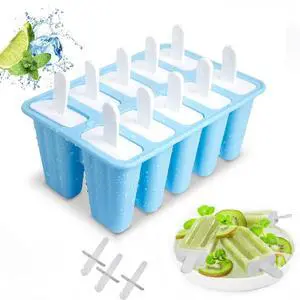 Popsicle Molds, 10 Pieces Silicone Popsicle Molds with Sticks BPA Free Ice Pop Molds Reusable Easy Release Ice Popsicle Maker, Blue Popsicle Molds, 10 Pieces Silicone Popsicle Molds with Sticks BPA Free Ice Pop Molds Reusable Easy Release Ice Popsicle Maker, Blue