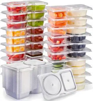 Reusable Snack Containers with Lids: Snack Pack Containers 20Pcs - Snackle Box Container Portion Control - Meal Prep Containers - Double Compartment Snack Containers for Travel - Camping Essentials Reusable Snack Containers with Lids: Snack Pack Containers 20Pcs - Snackle Box Container Portion Control - Meal Prep Containers - Double Compartment Snack Containers for Travel - Camping Essentials