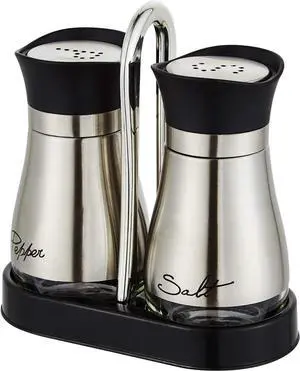 Lonffery Salt and Pepper Shakers Set | Stainless Steel Salt Containers with Glass Bottle for Table, RV, Camp, BBQ, Set of 2 Lonffery Salt and Pepper Shakers Set | Stainless Steel Salt Containers with Glass Bottle for Table, RV, Camp, BBQ, Set of 2