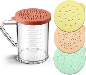 Feekoon 5 Pcs Dredge with Snap Lid, Seasoning Sugar Spice Shaker with Lids | 10 OZ Clear Spice Dredge, Dishwasher Safe, Clear PC Body, Measuring Marks, Interchangeable Lids,Fine & Coarse Seasoning Feekoon 5 Pcs Dredge with Snap Lid, Seasoning Sugar Spice Shaker with Lids | 10 OZ Clear Spice Dredge, Dishwasher Safe, Clear PC Body, Measuring Marks, Interchangeable Lids,Fine & Coarse Seasoning