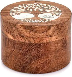 EDHAS Acacia Wood Salt Cellar Box Elegant Kitchen Salt Container Holder with Swivel Lid to Storage Pepper Spice (3.5" x 3.5" x 2.5") EDHAS Acacia Wood Salt Cellar Box Elegant Kitchen Salt Container Holder with Swivel Lid to Storage Pepper Spice (3.5" x 3.5" x 2.5")