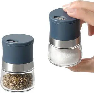 Vzaahu Mini Salt and Pepper Shakers 2pcs Small Travel Blue | Portable Glass Shaker with Lid Adjustable Holes Refillable 1.28 oz Seasoning Container for Kitchen, Camping, Lunchbox, BBQ Vzaahu Mini Salt and Pepper Shakers 2pcs Small Travel Blue | Portable Glass Shaker with Lid Adjustable Holes Refillable 1.28 oz Seasoning Container for Kitchen, Camping, Lunchbox, BBQ