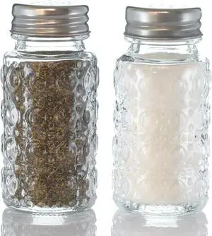 2 Pack Glass Salt and Pepper Shakers Set with 304 Stainless Steel Lid, Vintage Spice Shakers for Dining Room Table, Kitchen, Restaurant(Round-Bubble) 2 Pack Glass Salt and Pepper Shakers Set with 304 Stainless Steel Lid, Vintage Spice Shakers for Dining Room Table, Kitchen, Restaurant(Round-Bubble)