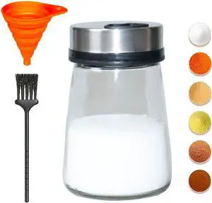 Salt Shaker or Pepper Shaker with Adjustable Pour Holes, 4inch Small Glass Bottle Spice Dispenser with Stainless Steel Lid for Himalayan Salt, Table Fine Corse Sea Salt, Black Pepper Salt Shaker or Pepper Shaker with Adjustable Pour Holes, 4inch Small Glass Bottle Spice Dispenser with Stainless Steel Lid for Himalayan Salt, Table Fine Corse Sea Salt, Black Pepper