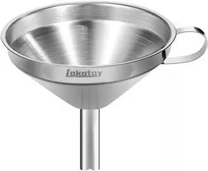 5-Inch Food Grade Stainless Steel Kitchen Funnel with Strainer Filter for Transferring of Liquid Dry Ingredients and Metal Cooking FunnelSilver 5-Inch Food Grade Stainless Steel Kitchen Funnel with Strainer Filter for Transferring of Liquid Dry Ingredients and Metal Cooking FunnelSilver