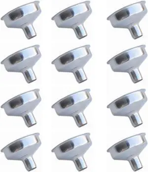 12 Pcs Stainless Steel Mini Funnels 1.25 Inch for Miniature Bottles, Essential Oil Bottles, Amber Bottles, Flasks, DIY Lipbalms, Cooking Spices Liquids, Homemade Make-Up Fillers (12 Pack) 12 Pcs Stainless Steel Mini Funnels 1.25 Inch for Miniature Bottles, Essential Oil Bottles, Amber Bottles, Flasks, DIY Lipbalms, Cooking Spices Liquids, Homemade Make-Up Fillers (12 Pack)