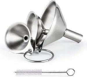 Supercenter Kitchen Funnel, Mini Funnel, Set of 3, Round Ring & Clean Brush | Stainless Steel,Perfect for Transferring Liquids, Oils, Powders, Spices Supercenter Kitchen Funnel, Mini Funnel, Set of 3, Round Ring & Clean Brush | Stainless Steel,Perfect for Transferring Liquids, Oils, Powders, Spices